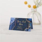 Marmorhochzeit der Marine und Gold Agate Platzkarte (Vorderseite)