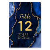 Marmorhochzeit der Marine und Gold Agate Tischnummer (Rückseite)