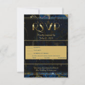 Marmorhochzeit in Navy Blue & (Imitate) RSVP Karte (Vorderseite)