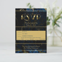 Marmorhochzeit in Navy Blue & (Imitate) RSVP Karte