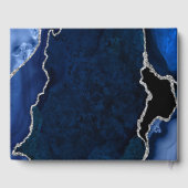 Marmorhochzeit in Navy Blue und Silver Agate Gästebuch (Rückseite)