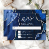 Marmorhochzeit in Navy Blue und Silver Agate RSVP Karte