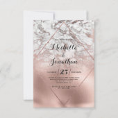 Marmorhochzeit mit geometrischem Rosengold Einladung (Vorderseite)