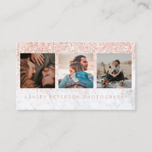 Marmorhochzeitfotografie Rose Goldtypografie Visitenkarte