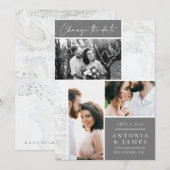 Marmorhochzeitwechsel Save The Date (Vorne/Hinten)