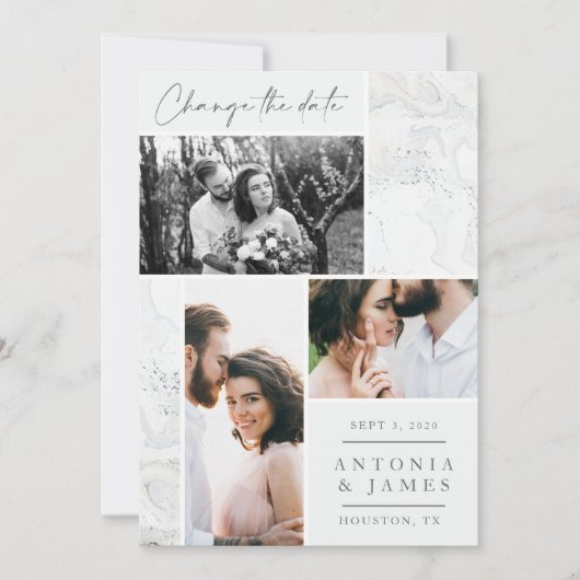 Marmorhochzeitwechsel Save The Date (Vorderseite)