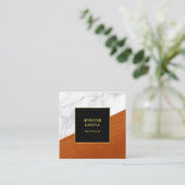 Marmorholz Schwarz Gold Template Eleganter Luxus Quadratische Visitenkarte (Stehend Vorderseite)