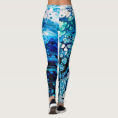 Marmorierte Abstrakte blaue Flüssig-Wasser-Legging Leggings (Rückseite)