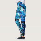 Marmorierte Abstrakte blaue Flüssig-Wasser-Legging Leggings (Links)