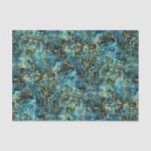 Marmorierte Aquamarine türkisfarbene Imitate Gold Seidenpapier (Vorderseite)