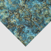 Marmorierte Aquamarine türkisfarbene Imitate Gold Seidenpapier (Ausschnitt)