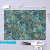 Marmorierte Aquamarine türkisfarbene Imitate Gold Seidenpapier (Handwerk)