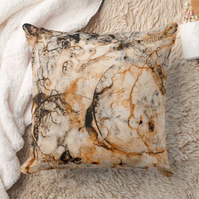 Marmorierte Bio Abstrakte blaugrüne schwarze Throw Kissen (Decke)