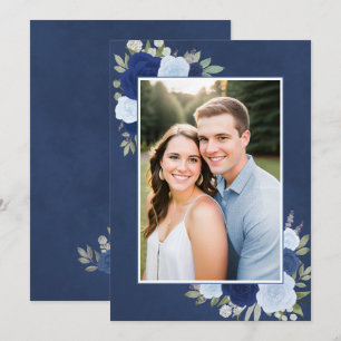 Marmorierte blaue Boho-Rosen-Foto-Unterlage Hochze Einladung