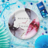 Marmorierte Crimson- und Amethyst-Papierplatte Pappteller (Party)