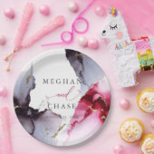 Marmorierte Crimson- und Amethyst-Papierplatte Pappteller (Party)