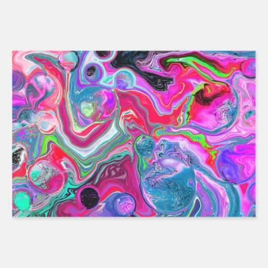 Marmorierte Farbluftigkeit Kunst Geschenkpapier Set (Vorderseite 2)