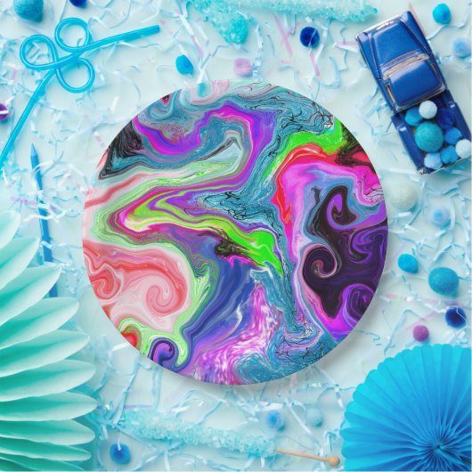 Marmorierte Farbluftigkeit Kunst Pappteller (Party)