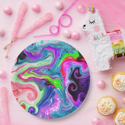 Marmorierte Farbluftigkeit Kunst Pappteller (Party)