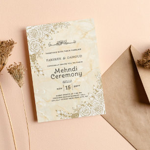 Marmorierte Florale Spitze Muslim Mehndi Zeremonie Einladung