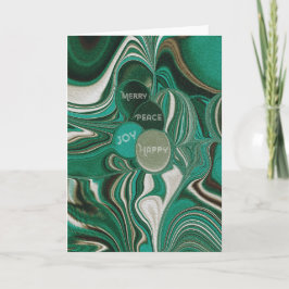 Marmorierte grüne Teal-Faltferienkarte Feiertagskarte