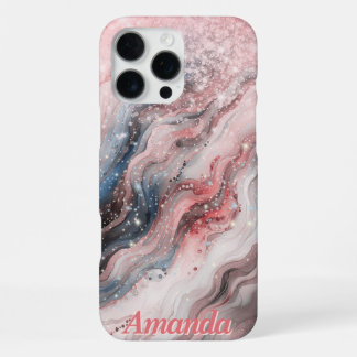 Marmorierte Handyhülle mit rosa Schimmer personali iPhone 16 Pro Max Hülle