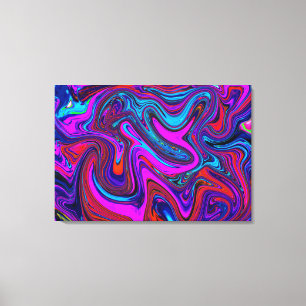 Marmorierte Magenta, Abstrakte Kunst in Blau und R Leinwanddruck