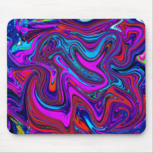 Marmorierte Magenta, Abstrakte Kunst in Blau und R Mousepad