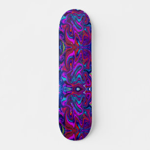Marmorierte Magenta, Abstrakte Kunst in Blau und R Skateboard
