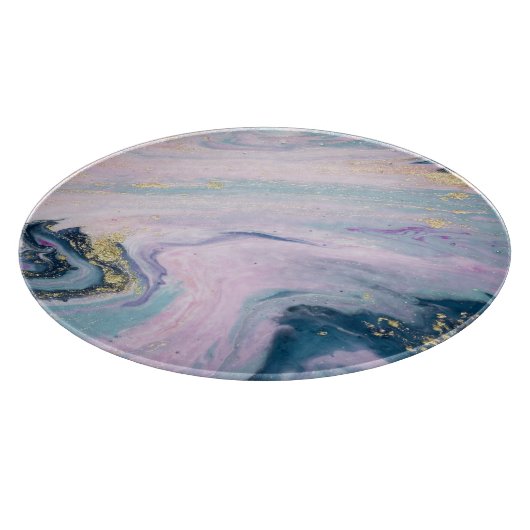 Marmorierte Pastellfarben, luxuriöser Hintergrund. Schneidebrett (Ecke)