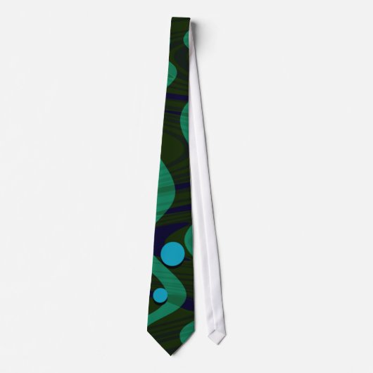 Marmorierte Retro Blue Green Dot Wave Krawatte (Vorderseite)
