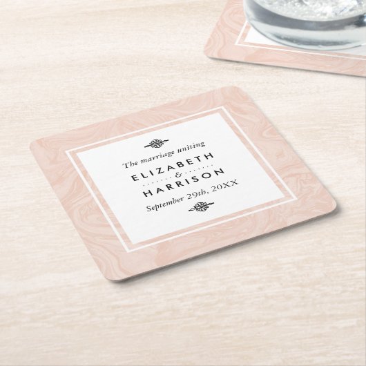 Marmorierte Rose Elegante Vintage-Hochzeit Rechteckiger Pappuntersetzer (angewinkelt)