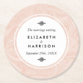 Marmorierte Rose Elegante Vintage-Hochzeit Runder Pappuntersetzer (Vorderseite)