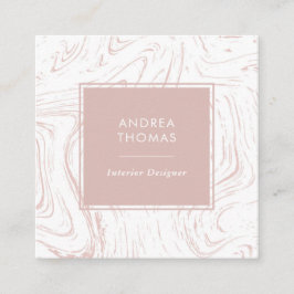 Marmorierte Rose Rosa Muster quadratische Visitenk Visitenkarte