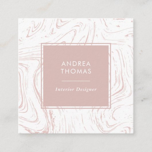 Marmorierte Rose Rosa Muster quadratische Visitenk Visitenkarte (Vorderseite)