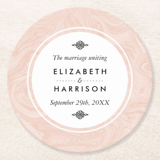 Marmorierte Rose Runder Pappuntersetzer (Vorderseite)