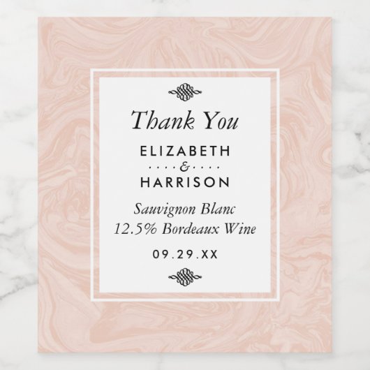 Marmorierte Rose Weinetikett (Einzelnes Label)