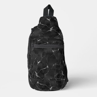 Marmorierte Schwarz-Silber-Schultertasche Crossbody Bag