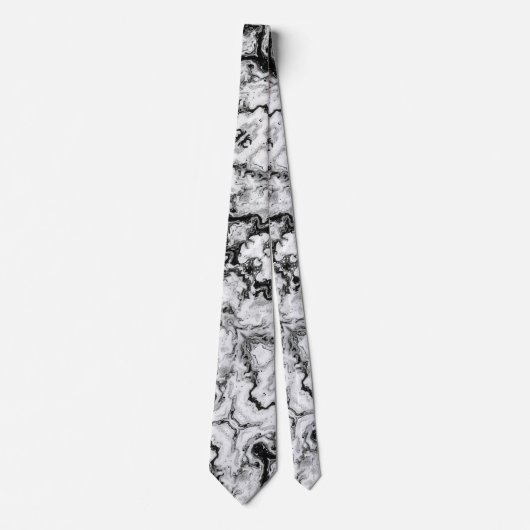 Marmorierte Schwarz-weiße Moderne Abstrakte Krawat Krawatte (Vorderseite)