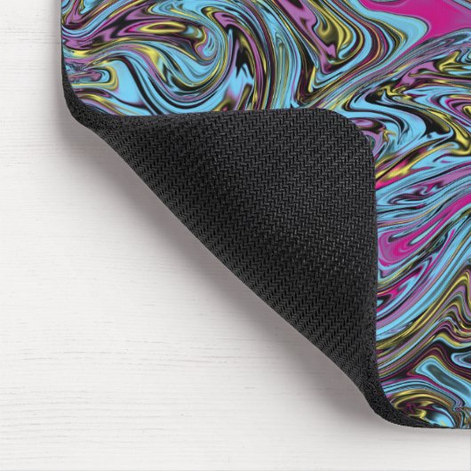 Marmorierte Wirbel aus schwarz-gelb-rosa blau Etc Mousepad (Ecke)