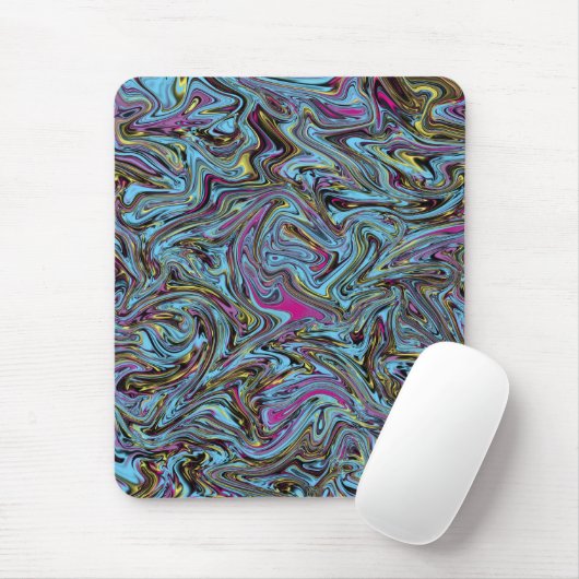 Marmorierte Wirbel aus schwarz-gelb-rosa blau Etc Mousepad (Mit Mouse)