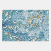Marmorierte Wirbel Blue Gold Geschenkpapier Set (Vorderseite 2)