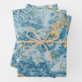 Marmorierte Wirbel Blue Gold Geschenkpapier Set (Beispiel)