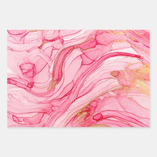 Marmorierte Wirbel Rosa Gold Geschenkpapier Set (Vorderseite)