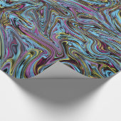 Marmorierte Wirbel, schwarz-gelb-rosa-blaues Gesch Geschenkpapier (Ecke)