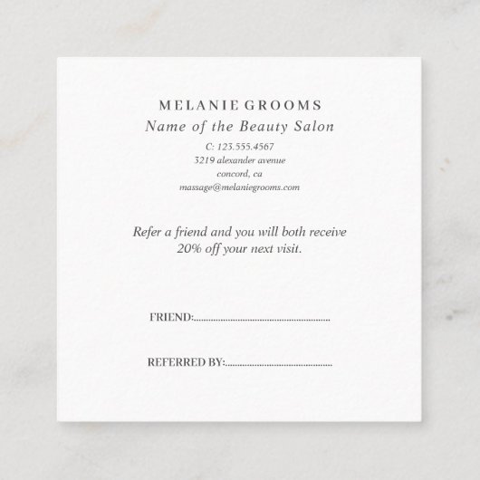 Marmorierter und Lila Glitzer Ombre Glam Chic Empfehlungskarte (Rückseite)