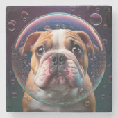 Marmorierter Untersetzer mit quadratischen Bulldog (Vorderseite)