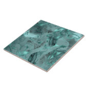 Marmoriertes abstraktes Muster in dunklem Teal ID7 Fliese (Seite)