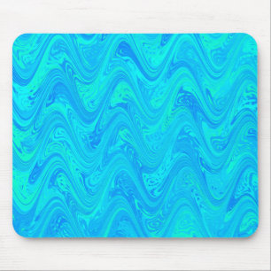 Marmoriertes Blau Grün Muster Mousepad