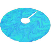 Marmoriertes Blau Grün Muster Polyester Weihnachtsbaumdecke (Schrägansicht)